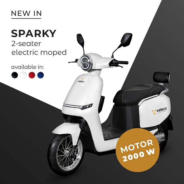 Veleco SPARKY two-seater electric moped with two wheels - mobile slider