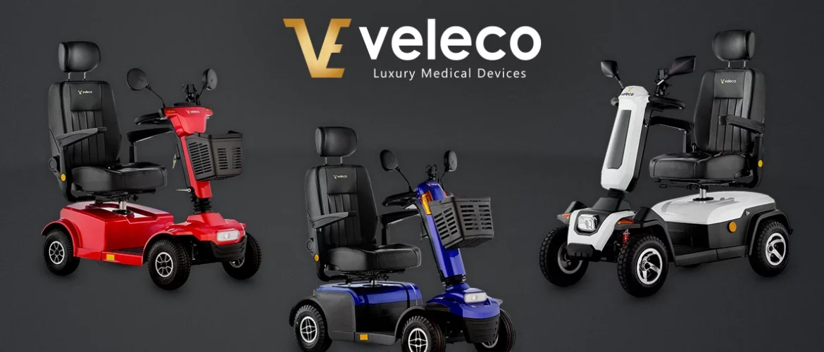 The newest trio Veleco 4-wheeled mobility scooters with swivel captain seats SHARPY LOOPER JUMPY